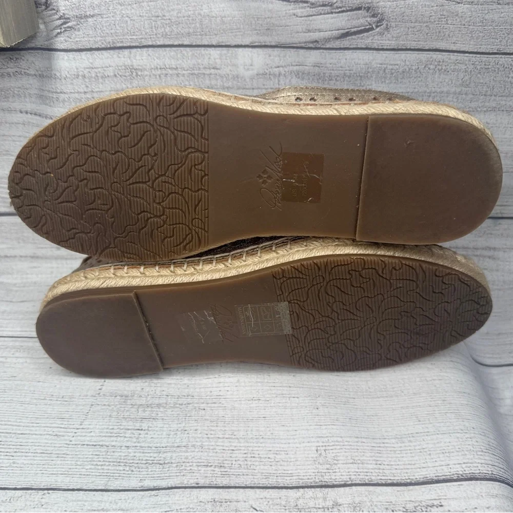 Patricia Nash Women Espadrille Flats‎ Elena Size US 8.5M Pale Gold Leather